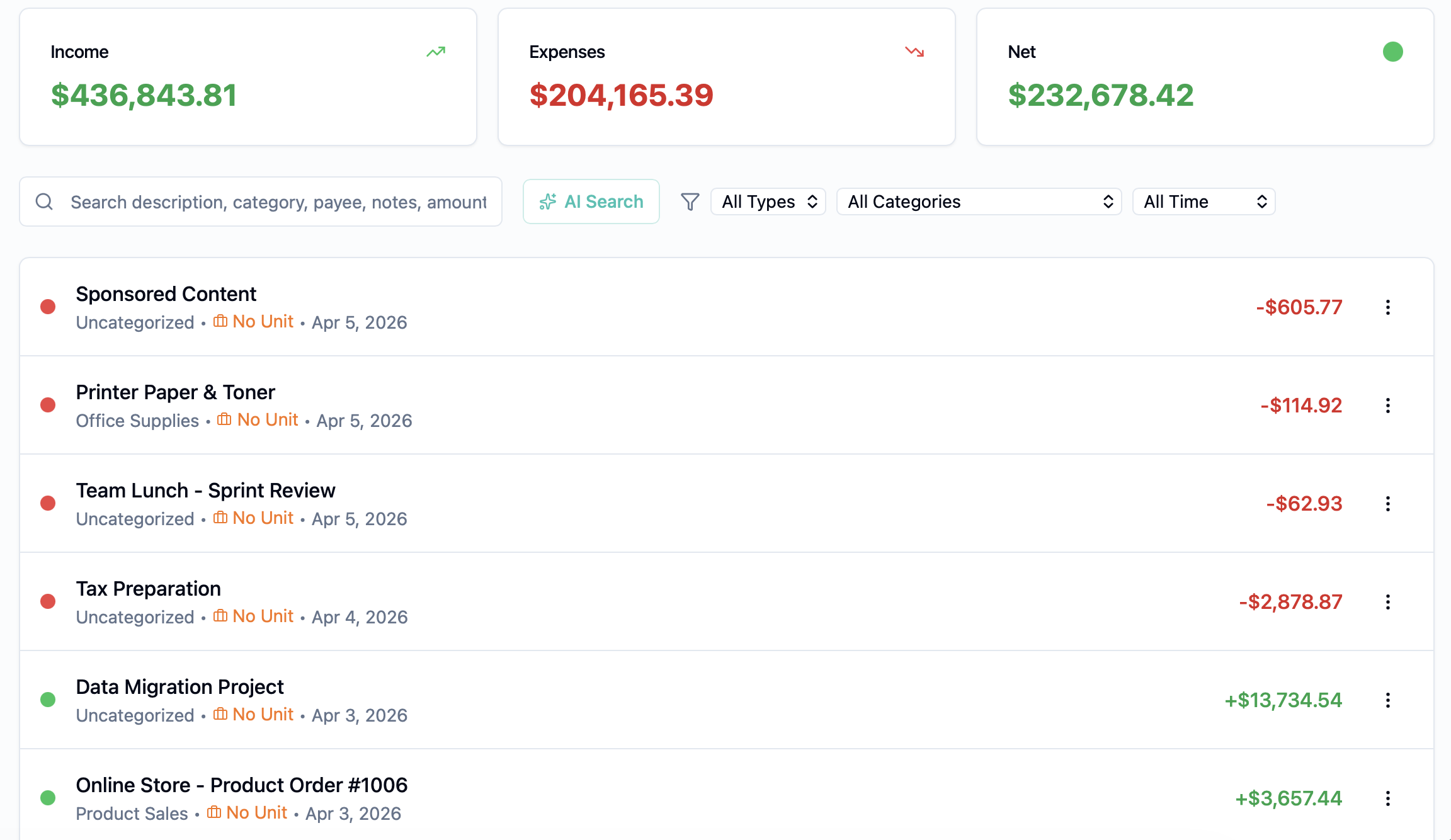 Expense Tracking
