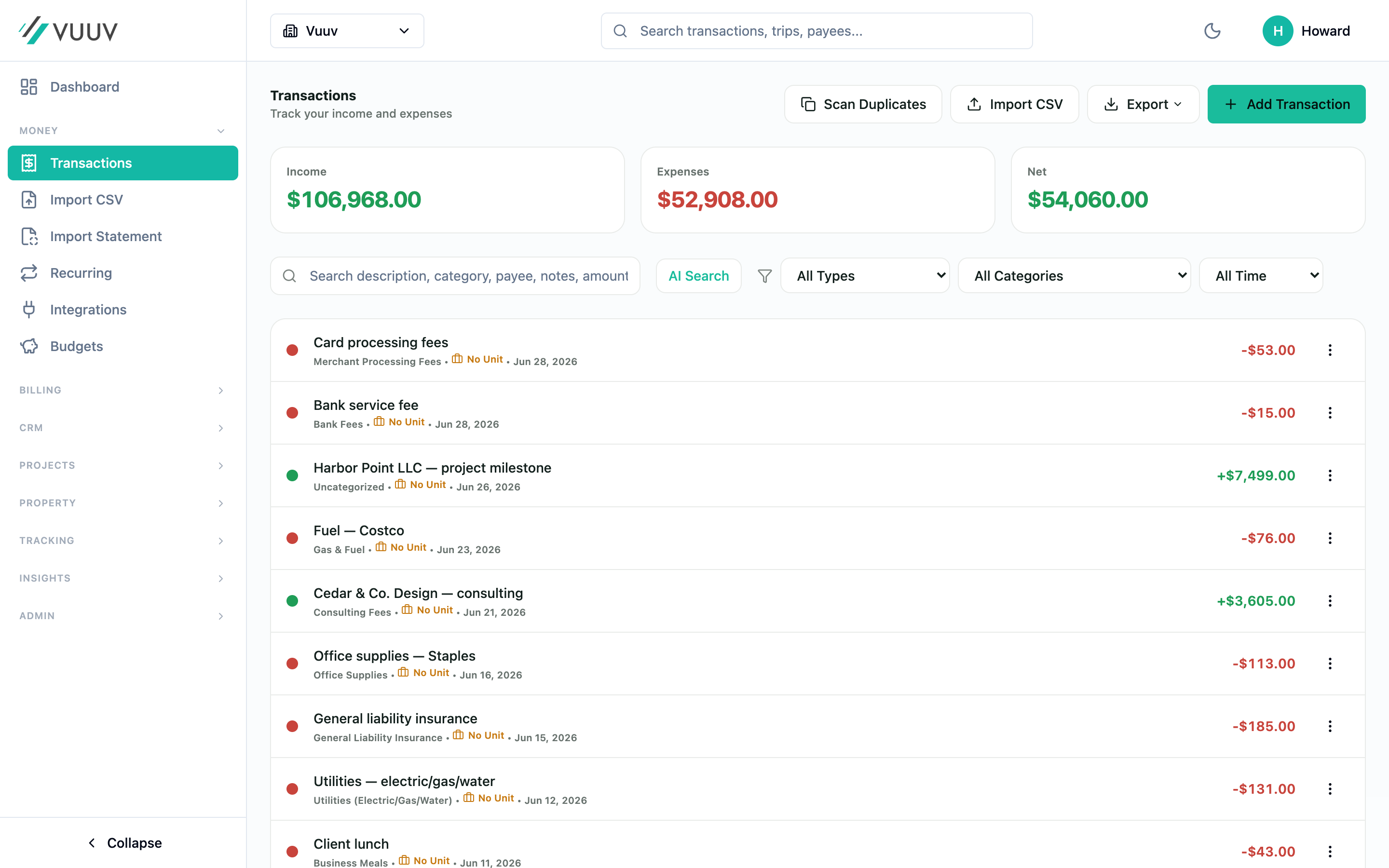 Expense Tracking
